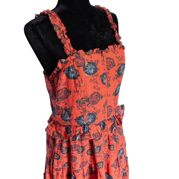 ULLA JOHNSON Adyna Sleeveless Midi Dress in Poppy Floral - Women's Size 10 - Picture 5 of 15